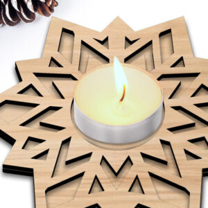 Intra απο ξύλο plywood 3mm-4mm πάχος – Κηροπήγιο Xmas Star Snowflake Δίασταση  20x20 cm INTRAFABR-106948141
