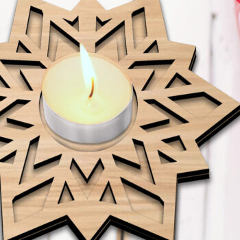 Intra απο ξύλο plywood 3mm-4mm πάχος – Κηροπήγιο Xmas Star Snowflake Δίασταση  20x20 cm INTRAFABR-106948141 - Image 2