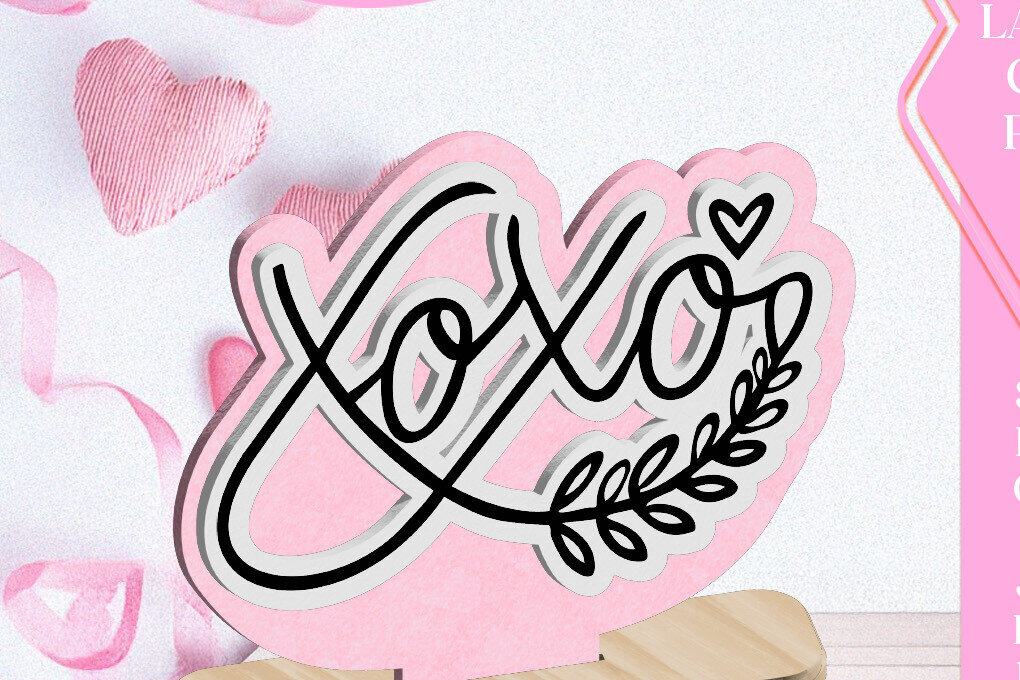 Intra απο ξύλο plywood 3mm-4mm πάχος – Xoxo Love Valentine Στολίδι Κοπή λέιζερ Δίασταση  20x20 cm INTRAFABR-113481463