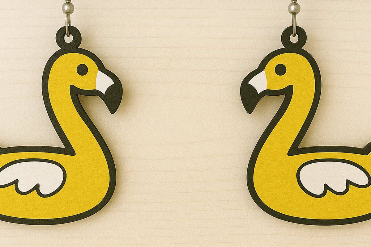 Intra απο ξύλο plywood 3mm-4mm πάχος – Κίτρινα Duck Float σκουλαρίκια Δίασταση  5x5 cm INTRAFABR-123080686