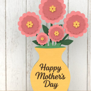 Intra απο ξύλο plywood 3mm-4mm πάχος – Κίτρινο βάζο λουλούδια για τη γιορτή της μητέρας Δίασταση 20x20 cm INTRAFABR-119868014