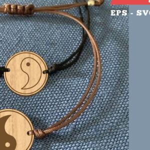 Intra απο ξύλο plywood 3mm-4mm πάχος – Βραχιόλι ζευγαριού Yin Yang Δίασταση  20x20 cm INTRAFABR-105468549