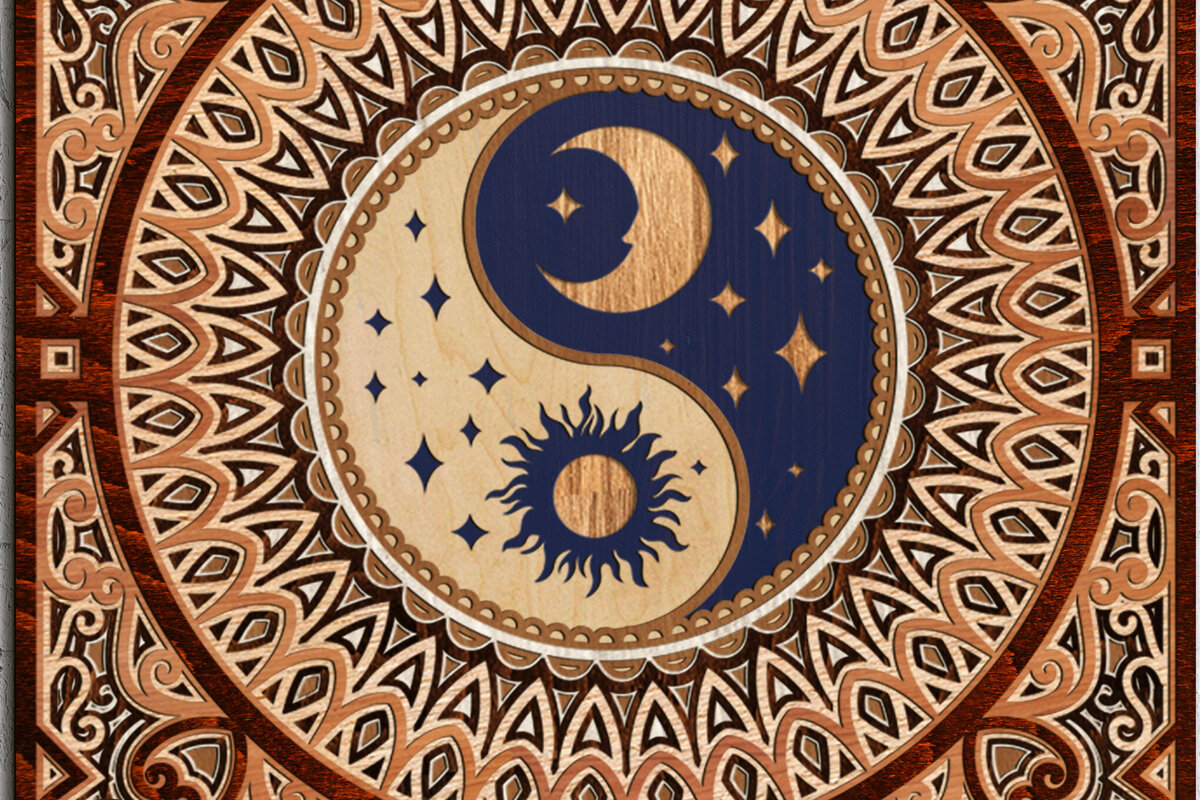 Intra απο ξύλο plywood 3mm-4mm πάχος – Διακόσμηση τοίχου Yin Yang Mandala Δίασταση  40x30 cm INTRAFABR-104958912