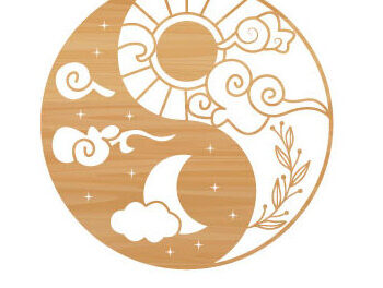 Intra απο ξύλο plywood 3mm-4mm πάχος – Yin Yang Moon Sun Laser Τέχνη τοίχου Δίασταση  40x30 cm INTRAFABR-68209709 - Image 2