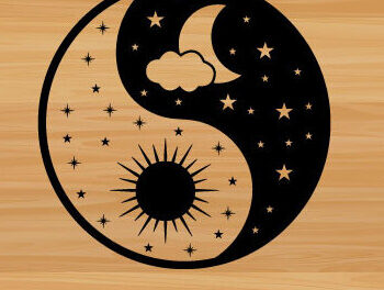 Intra απο ξύλο plywood 3mm-4mm πάχος – Yin Yang Moon Sun Laser Τέχνη τοίχου Δίασταση  40x30 cm INTRAFABR-68209767 - Image 1