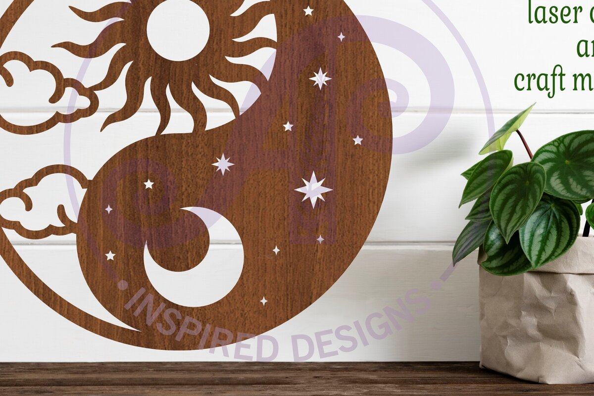 Intra απο ξύλο plywood 3mm-4mm πάχος – Αρχείο κοπής λέιζερ επιτοίχιας επιγραφής Yin Yang Δίασταση  20x20 cm INTRAFABR-99521119