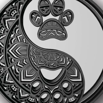 Intra απο ξύλο plywood 3mm-4mm πάχος – Ying Yang Paw, 5 στρώσεις Δίασταση  20x20 cm INTRAFABR-29825796 - Image 1