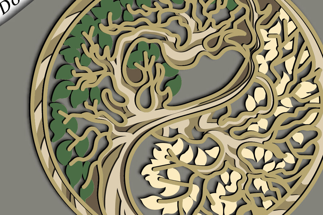 Intra απο ξύλο plywood 3mm-4mm πάχος – Ying-Yang Tree Multilayer/Tree Δίασταση  20x20 cm INTRAFABR-67710296