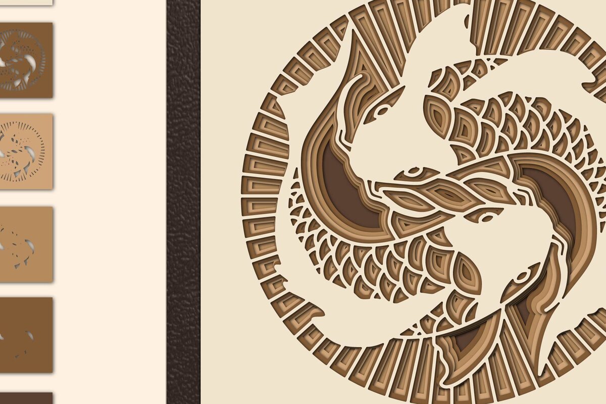 Intra απο ξύλο plywood 3mm-4mm πάχος – YingYang, Multilayer Δίασταση  20x20 cm INTRAFABR-8598322