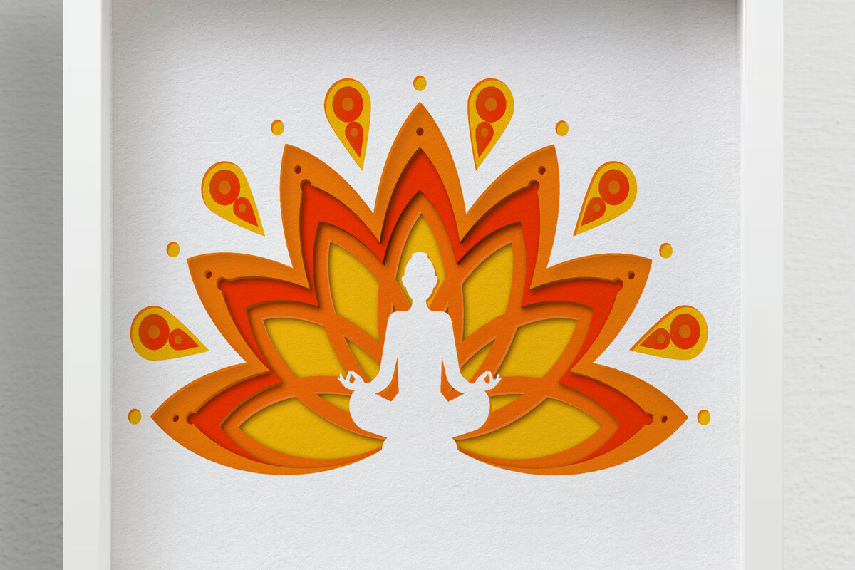 Intra απο ξύλο plywood 3mm-4mm πάχος – Yoga Buddha Shadow Box, Lotus Flower Δίασταση  20x20 cm INTRAFABR-57744127