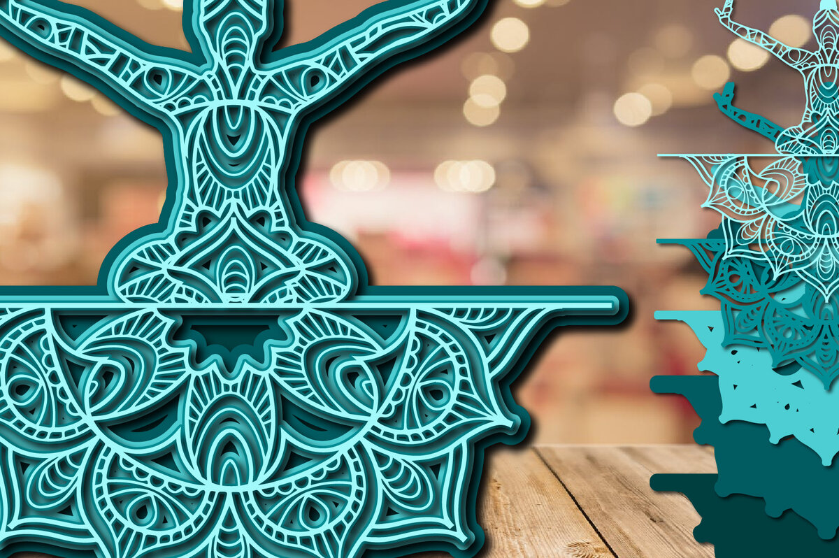 Intra απο ξύλο plywood 3mm-4mm πάχος – Yoga Mandala 3D Layer Cut Laser Δίασταση  20x20 cm INTRAFABR-23134196