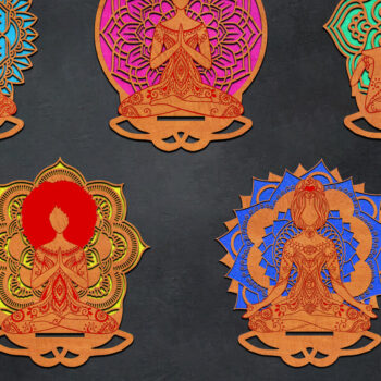 Intra απο ξύλο plywood 3mm-4mm πάχος – Κάτοχοι κινητών Yoga Mandala Lasercut Δίασταση  20x20 cm INTRAFABR-26062722 - Image 1