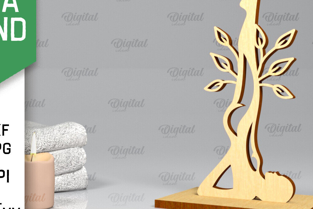 Intra απο ξύλο plywood 3mm-4mm πάχος – Yoga Stand Decor Yoga Pose Δίασταση  20x20 cm INTRAFABR-97300469