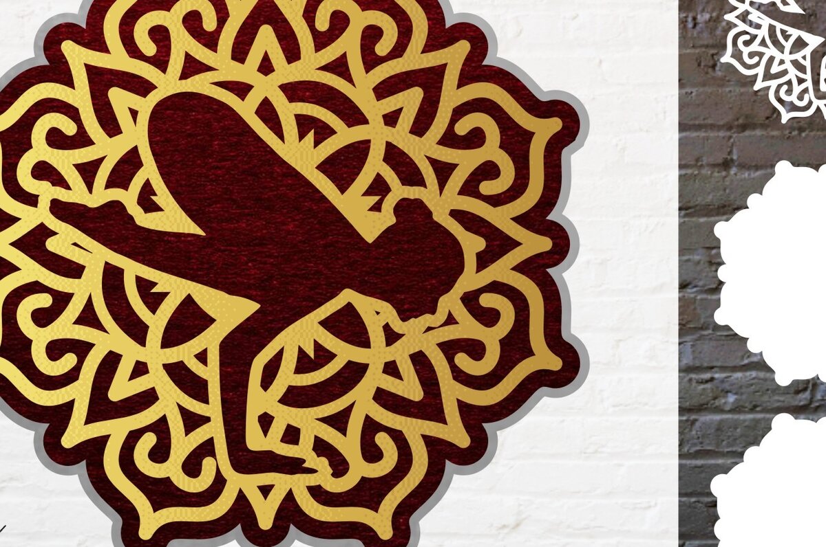 Intra απο ξύλο plywood 3mm-4mm πάχος – Γιόγκα διάνυσμα Mandala 3D Layered Δίασταση  20x20 cm INTRAFABR-15086186