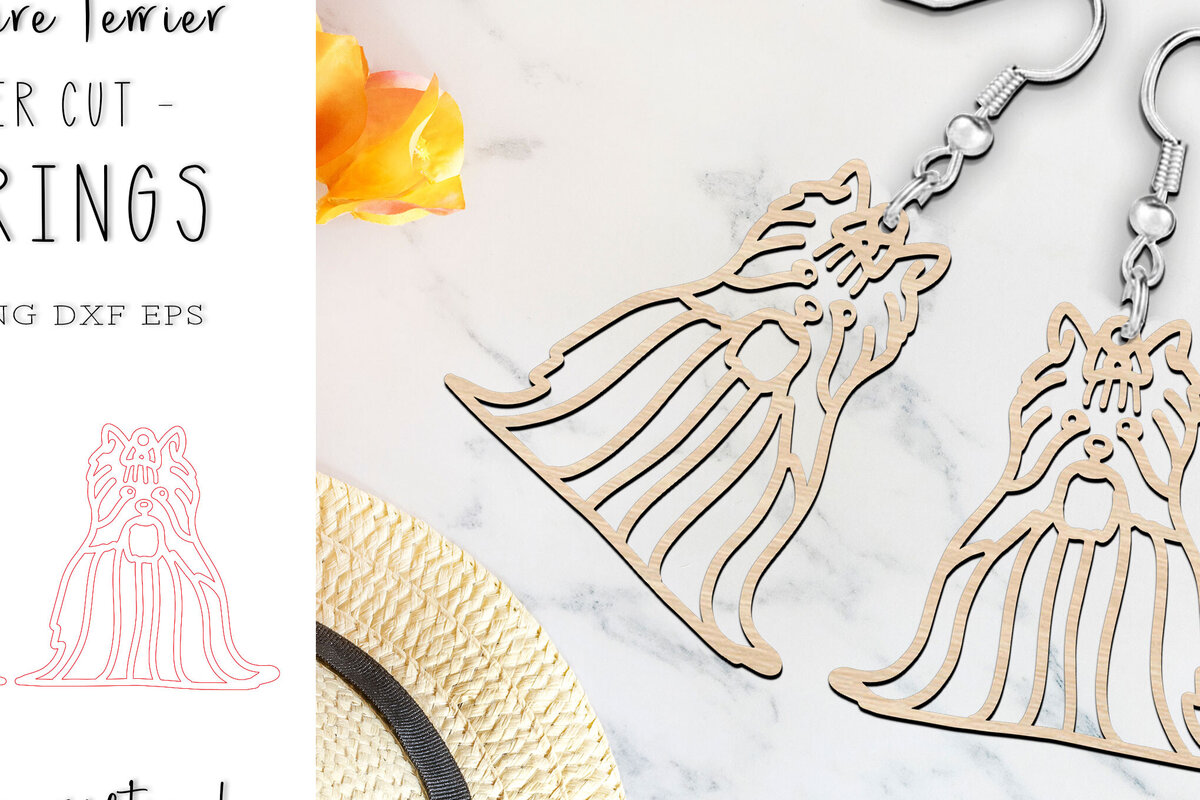 Intra απο ξύλο plywood 3mm-4mm πάχος – Yorkshire Terrier σκουλαρίκια σκυλιών με λέιζερ Δίασταση  5x5 cm INTRAFABR-119311106