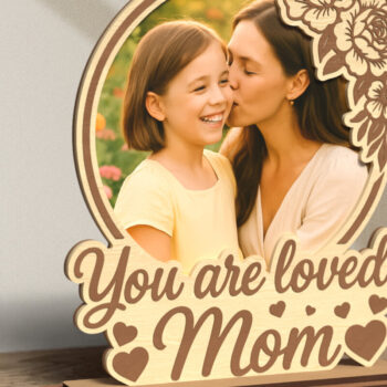 Intra απο ξύλο plywood 3mm-4mm πάχος – You Are Loved Mom – Floral Frame Δίασταση  45x45 cm INTRAFABR-120588591 - Image 1