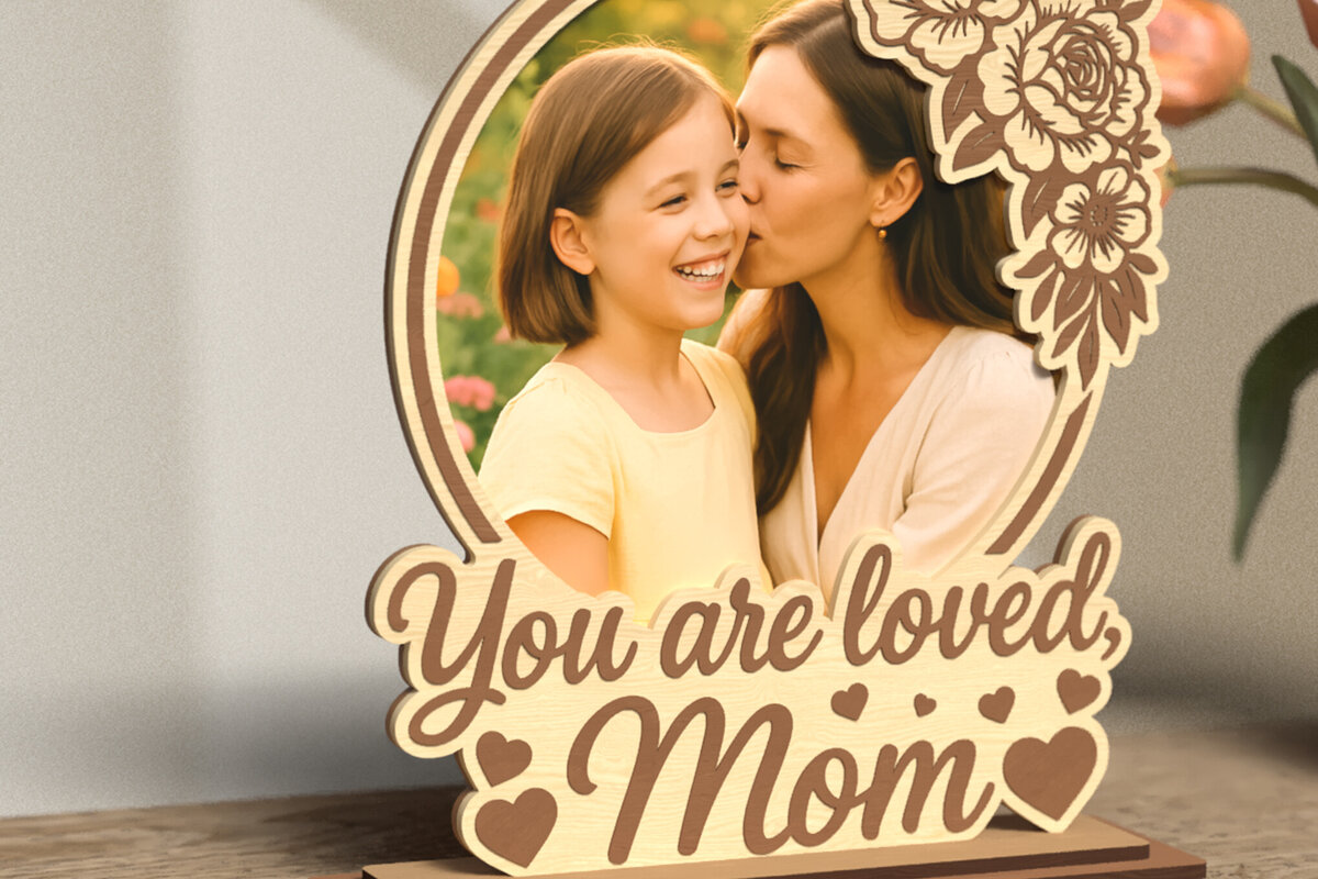 Intra απο ξύλο plywood 3mm-4mm πάχος – You Are Loved Mom – Floral Frame Δίασταση 45x45 cm INTRAFABR-120588591
