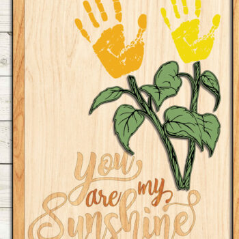 Intra απο ξύλο plywood 3mm-4mm πάχος – You Are My Sunshine Handprint Sign Δίασταση  40x30 cm INTRAFABR-95503597 - Image 2