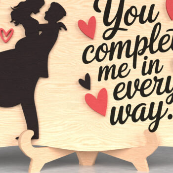 Intra απο ξύλο plywood 3mm-4mm πάχος – You Complete Me Love Plaque Δίασταση  20x20 cm INTRAFABR-110819729 - Image 1