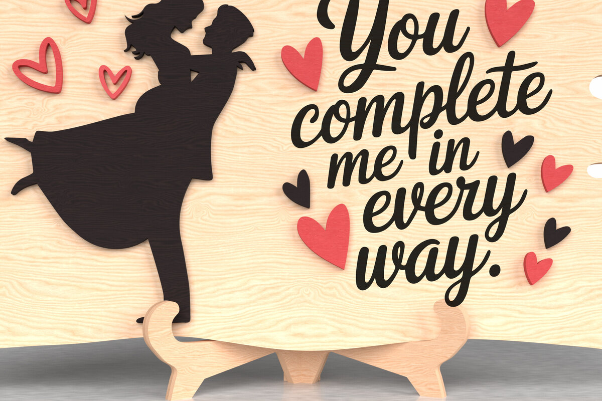 Intra απο ξύλο plywood 3mm-4mm πάχος – You Complete Me Love Plaque Δίασταση  20x20 cm INTRAFABR-110819729