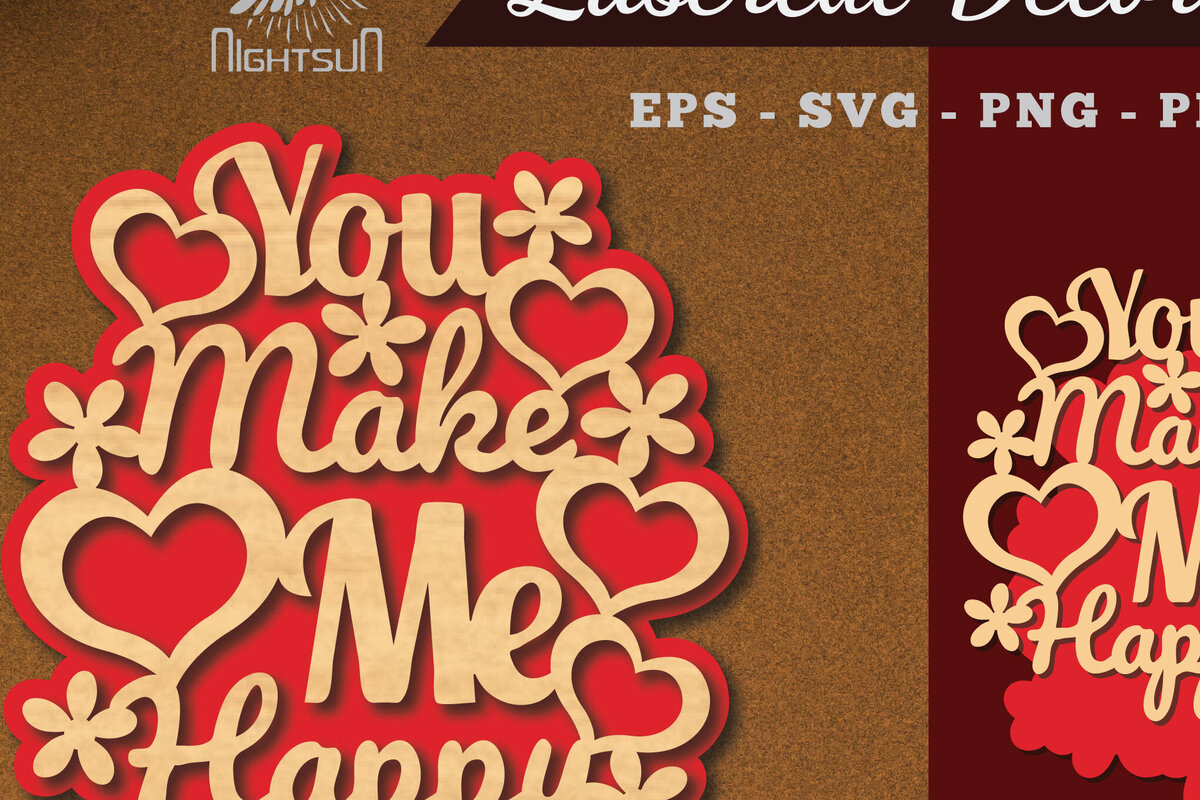 Intra απο ξύλο plywood 3mm-4mm πάχος – You Make Me Happy Διακόσμηση με Δίασταση  20x20 cm INTRAFABR-114021260