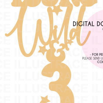 Intra απο ξύλο plywood 3mm-4mm πάχος – Young Wild Three Cake Topper Δίασταση  20x20 cm INTRAFABR-85266340 - Image 2