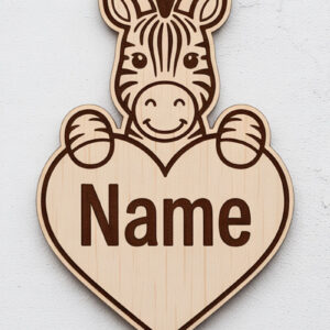 Intra απο ξύλο plywood 3mm-4mm πάχος – Zebra Heart Name Keychain Δίασταση  5x5 cm INTRAFABR-122895409