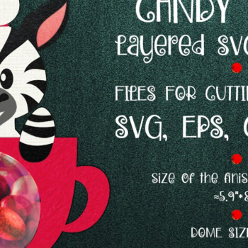 Intra απο ξύλο plywood 3mm-4mm πάχος – Zebra in a Cup | Christmas Candy Dome Δίασταση  20x20 cm INTRAFABR-85099756 - Image 1