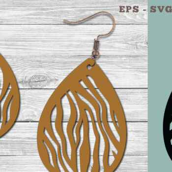 Intra απο ξύλο plywood 3mm-4mm πάχος – Σκουλαρίκια κοπής με λέιζερ Zebra Texture Δίασταση  5x5 cm INTRAFABR-103777379 - Image 1