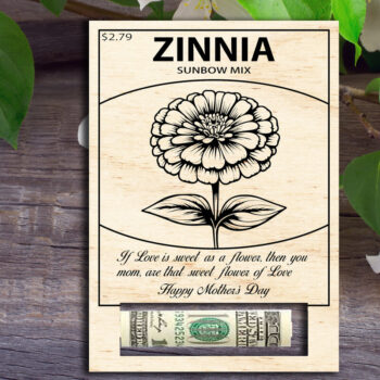 Intra απο ξύλο plywood 3mm-4mm πάχος – Κάτοχος χρημάτων για την Ημέρα της Μητέρας Zinnia Δίασταση  20x20 cm INTRAFABR-96776990 - Image 1