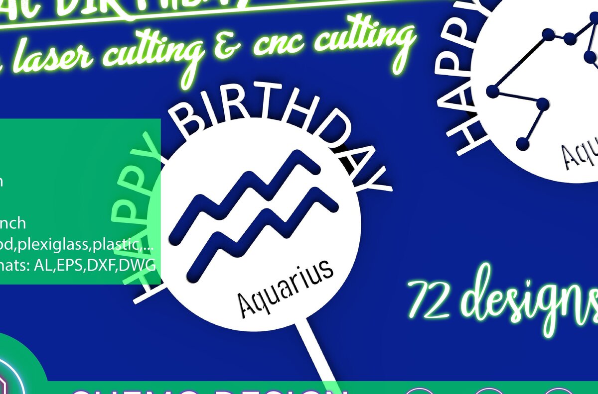 Intra απο ξύλο plywood 3mm-4mm πάχος – Zodiac Birthday Topper Collection Δίασταση  20x20 cm INTRAFABR-31907199