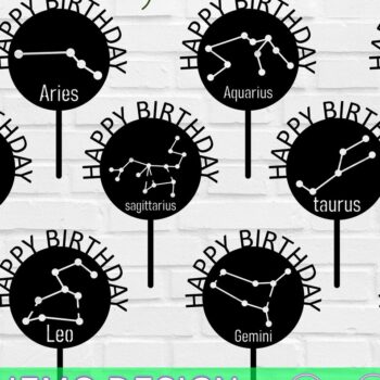 Intra απο ξύλο plywood 3mm-4mm πάχος – Zodiac Birthday Topper Collection Δίασταση  20x20 cm INTRAFABR-31907199 - Image 2