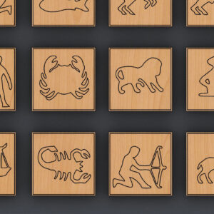 Intra απο ξύλο plywood 3mm-4mm πάχος – Zodiac Coaster - Πρότυπα έτοιμα για λέιζερ Δίασταση  20x20 cm INTRAFABR-58473897