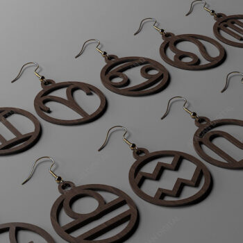 Intra απο ξύλο plywood 3mm-4mm πάχος – Σκουλαρίκια ωροσκοπίου με δέσμη σκουλαρικιών Zodiac Δίασταση  5x5 cm INTRAFABR-68642826 - Image 2