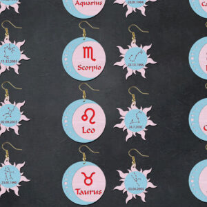 Intra απο ξύλο plywood 3mm-4mm πάχος – Αρχεία κοπής με λέιζερ σκουλαρίκια Zodiac Δίασταση  5x5 cm INTRAFABR-26417027