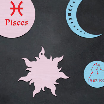 Intra απο ξύλο plywood 3mm-4mm πάχος – Αρχεία κοπής με λέιζερ σκουλαρίκια Zodiac Δίασταση  5x5 cm INTRAFABR-26417027 - Image 3