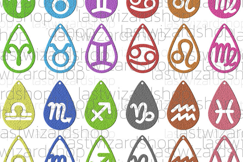 Intra απο ξύλο plywood 3mm-4mm πάχος – Σκουλαρίκια Zodiac, Ωροσκόπιο Δίασταση  5x5 cm INTRAFABR-25329267