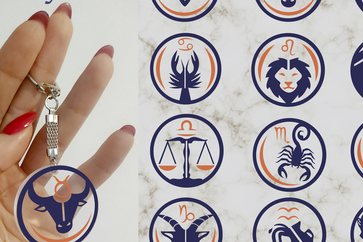 Intra απο ξύλο plywood 3mm-4mm πάχος – Zodiac Keychain Bundle Astrology Δίασταση  5x5 cm INTRAFABR-81814546
