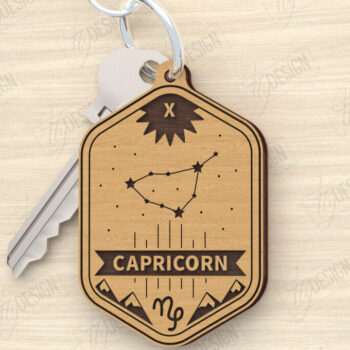 Intra απο ξύλο plywood 3mm-4mm πάχος – Κοπή λέιζερ με μπρελόκ Zodiac | Αιγόκερως Δίασταση  5x5 cm INTRAFABR-119964430 - Image 1