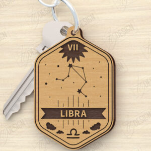 Intra απο ξύλο plywood 3mm-4mm πάχος – Κοπή λέιζερ με μπρελόκ Zodiac | Ζυγός | CNC Δίασταση  5x5 cm INTRAFABR-119964392