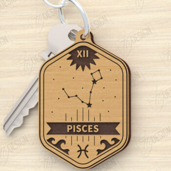 Intra απο ξύλο plywood 3mm-4mm πάχος – Κοπή λέιζερ με μπρελόκ Zodiac | Ιχθύες | CNC Δίασταση  5x5 cm INTRAFABR-119964454 - Image 1