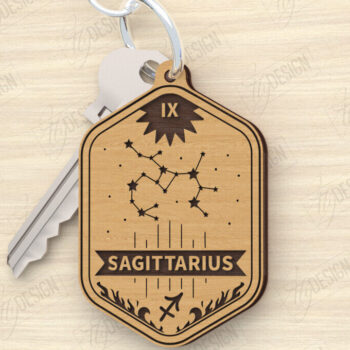 Intra απο ξύλο plywood 3mm-4mm πάχος – Κοπή λέιζερ με μπρελόκ Zodiac | Τοξότης Δίασταση  5x5 cm INTRAFABR-119964416 - Image 1