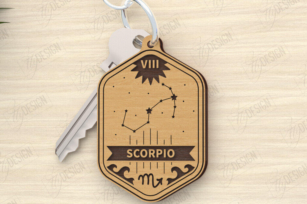 Intra απο ξύλο plywood 3mm-4mm πάχος – Κοπή λέιζερ με μπρελόκ Zodiac | Σκορπιός |CNC Δίασταση  5x5 cm INTRAFABR-119964403