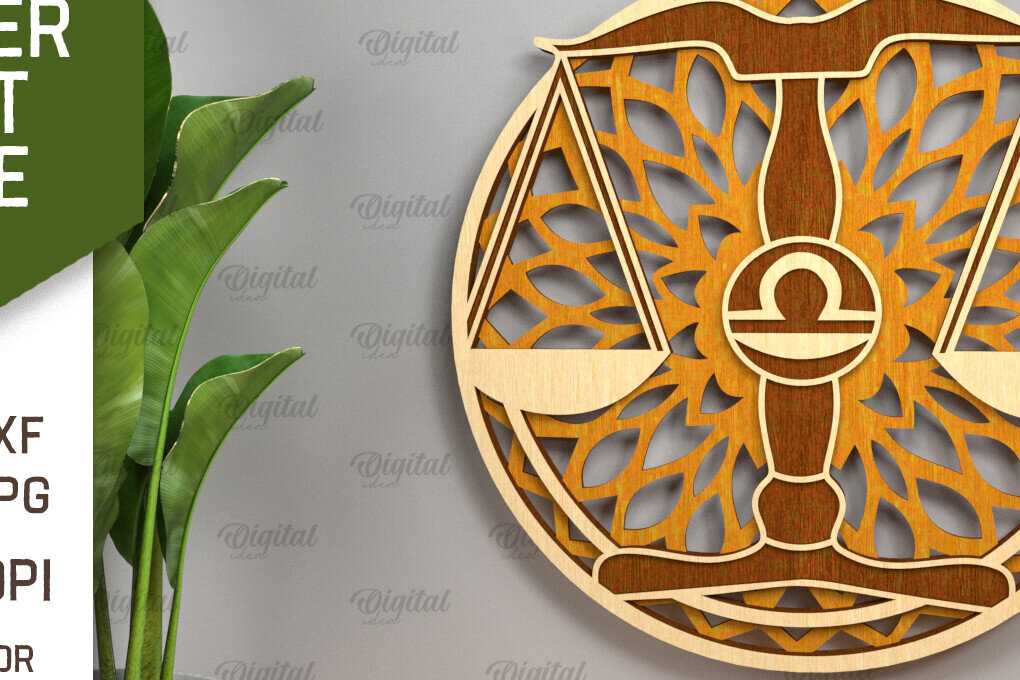 Intra απο ξύλο plywood 3mm-4mm πάχος – Αρχείο κοπής με λέιζερ ZODIAC. Ωροσκόπιο με στρώσεις Δίασταση  20x20 cm INTRAFABR-93641737