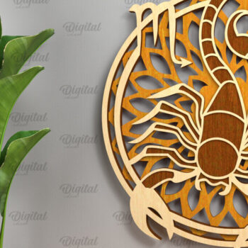 Intra απο ξύλο plywood 3mm-4mm πάχος – Αρχείο κοπής με λέιζερ ZODIAC. Ωροσκόπιο με στρώσεις Δίασταση  20x20 cm INTRAFABR-93641207 - Image 1