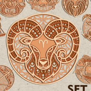 Intra απο ξύλο plywood 3mm-4mm πάχος – Αρχεία κοπής με λέιζερ Zodiac | Ωροσκόπιο Δίασταση  20x20 cm INTRAFABR-21496240