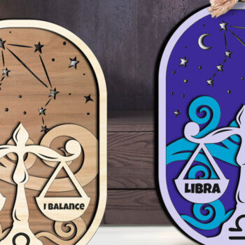 Intra απο ξύλο plywood 3mm-4mm πάχος – Διακόσμηση σπιτιού Zodiac Libra Constellation Δίασταση  20x20 cm INTRAFABR-105821923 - Image 1