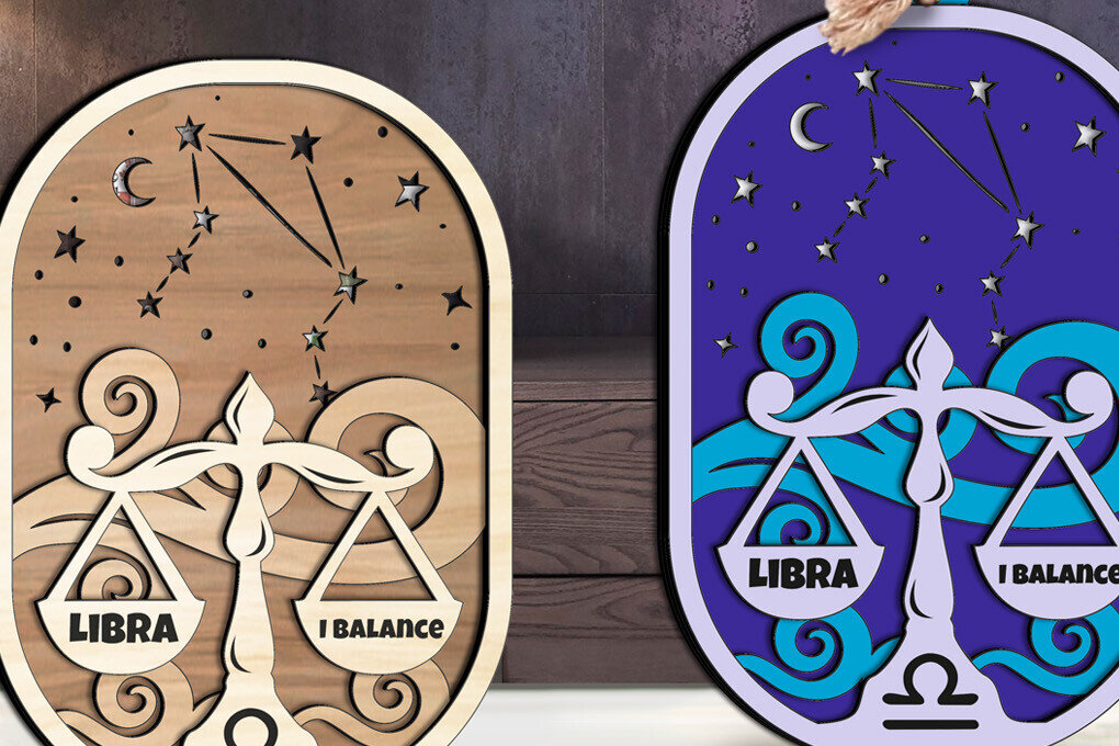 Intra απο ξύλο plywood 3mm-4mm πάχος – Διακόσμηση σπιτιού Zodiac Libra Constellation Δίασταση  20x20 cm INTRAFABR-105821923