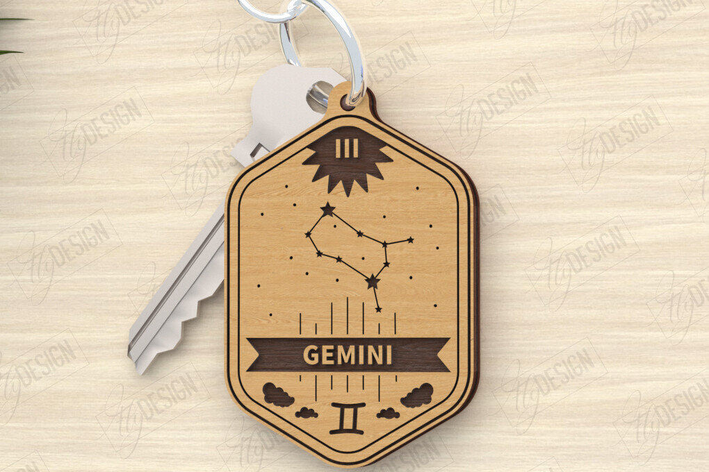 Intra απο ξύλο plywood 3mm-4mm πάχος – Μπρελόκ ζωδίου | Μπρελόκ Gemini Δίασταση  5x5 cm INTRAFABR-119607245