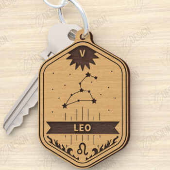 Intra απο ξύλο plywood 3mm-4mm πάχος – Μπρελόκ ζωδίου | Μπρελόκ Leo|CNC Δίασταση  5x5 cm INTRAFABR-119607254 - Image 1